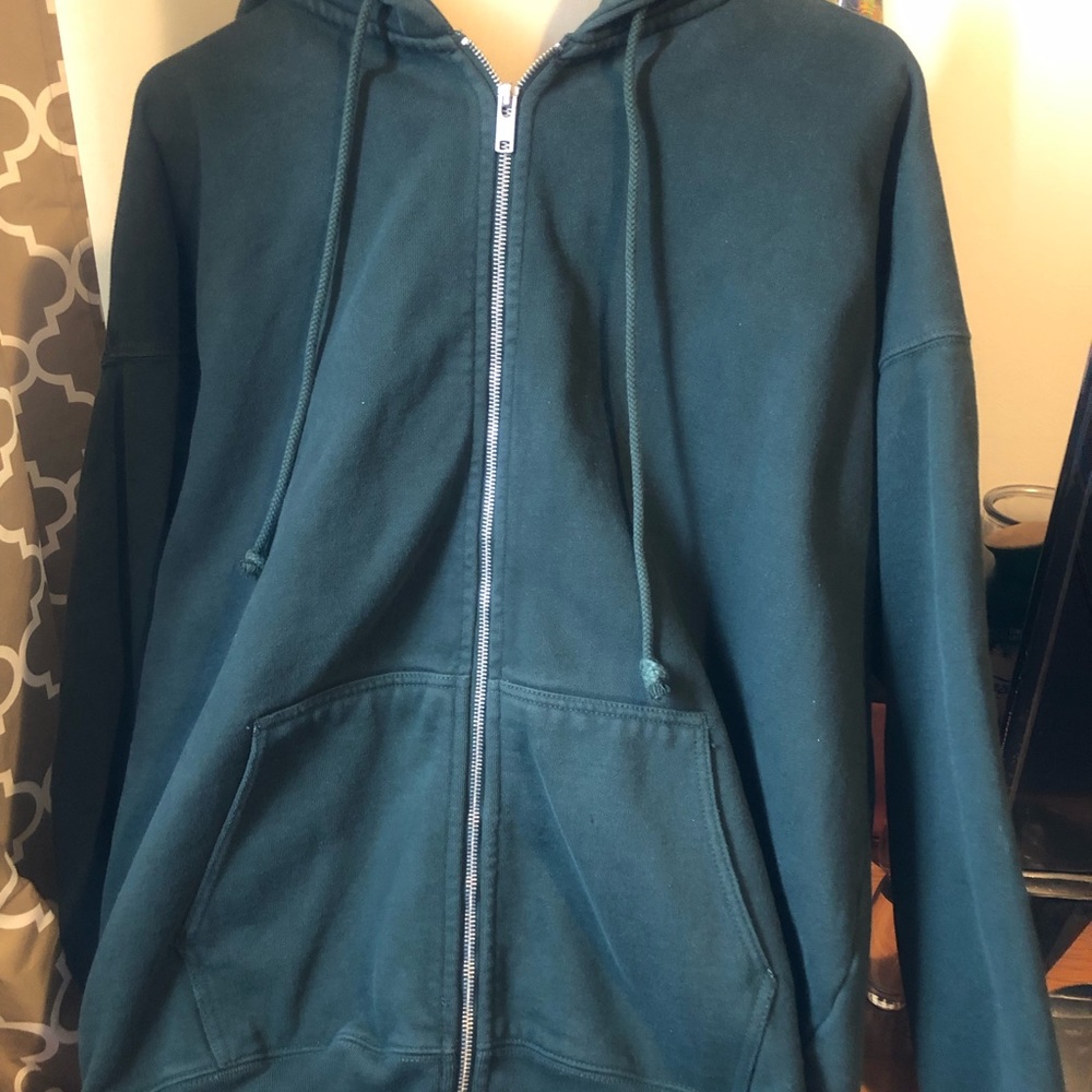 Dark Green brandy melville zip up hoodie